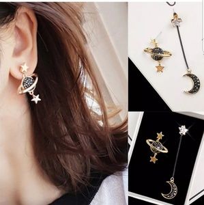 Moon & Stars Asymmetrical Earrings